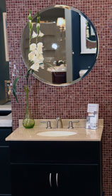 bathroom counter and cabinets